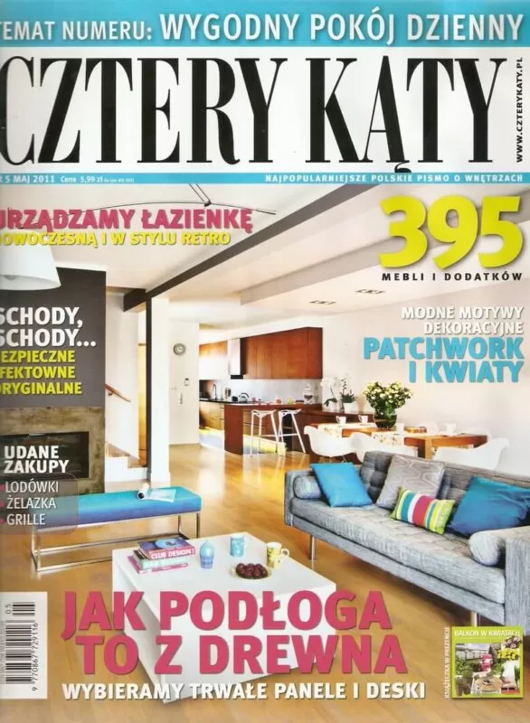 Okładka magazynu wnętrzarskiego Cztery Kąty – maj 2011 z inspiracjami do aranżacji wnętrz.