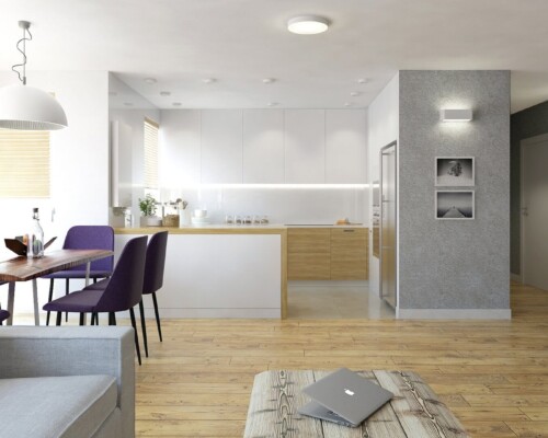 Łazienka zaprojektowana przez Noomo – przestrzeń pełna światła i funkcjonalności Minimalistyczna łazienka z dużym lustrem i białą umywalką – projekt wnętrza od Noomo