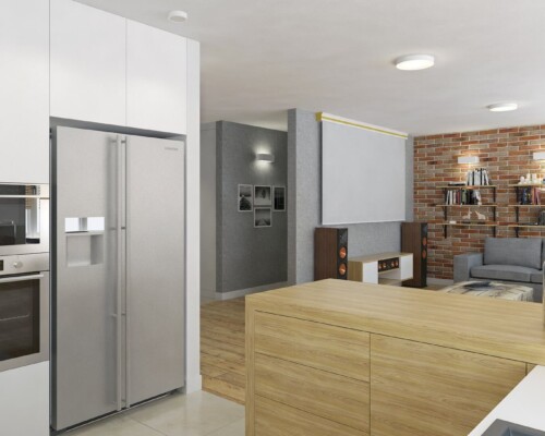 Sypialnia autorstwa Noomo – przytulna przestrzeń z naturalnym wykończeniem i minimalistycznym stylem Sypialnia z drewnianą ścianą, tapicerowanym łóżkiem i nastrojowym oświetleniem – aranżacja wnętrza od