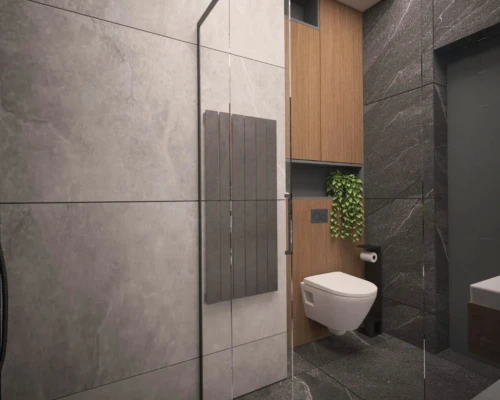 Mała toaleta z charakterem – ciemne akcenty i styl Nowoczesna toaleta z czarnymi dodatkami i ścianą z płytek w stylu industrialnym